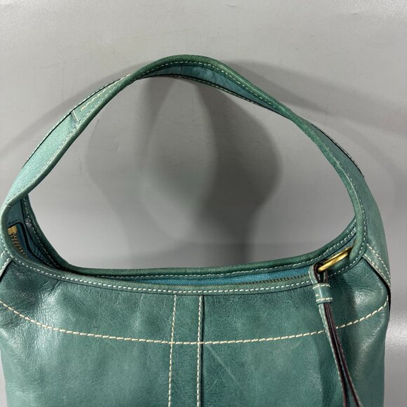 Vintage Coach # 10739 Small Ergo Hobo Teal Leather Handbag Blue Green - Picture 4 of 14